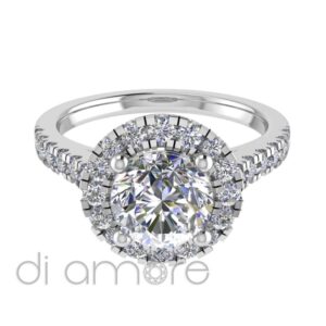 Castle Side And Halo Brilliant Diamond Engagement Ring