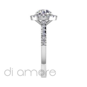 Castle Side And Halo Brilliant Diamond Engagement Ring