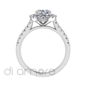 Castle Side And Halo Brilliant Diamond Engagement Ring