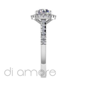 Castle Side Halo Cushion Diamond Engagement Ring
