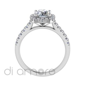 Castle Side Halo Cushion Diamond Engagement Ring