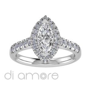 Castle Side Halo Marquise Diamond Engagement Ring