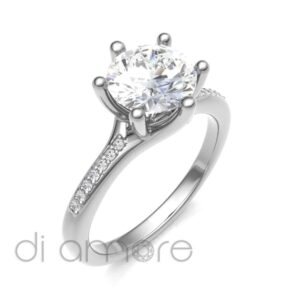 Pave Side 6Prong Diamond Engagement Ring
