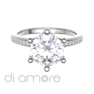Pave Side 6Prong Diamond Engagement Ring
