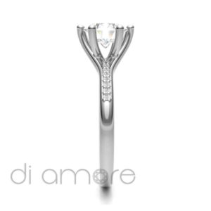 Pave Side 6Prong Diamond Engagement Ring