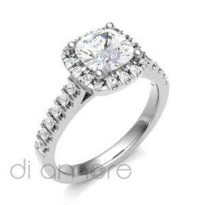 Castle Side And Halo Cushion Diamond Engagement Ring