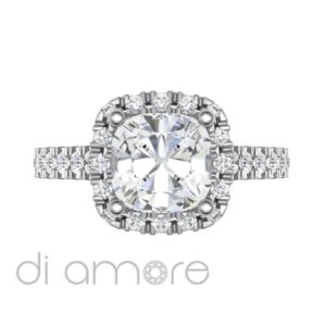 Castle Side And Halo Cushion Diamond Engagement Ring