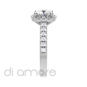 Castle Side And Halo Cushion Diamond Engagement Ring