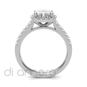 Castle Side And Halo Cushion Diamond Engagement Ring
