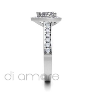 Pave Side And Halo Heartshape Diamond Engagement Ring