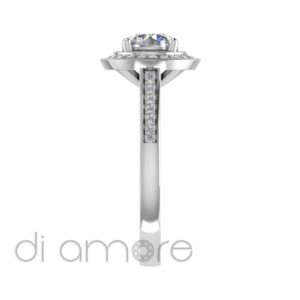 Pave Side And Halo Brilliant Diamond Engagement Ring