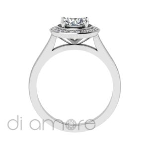 Pave Side And Halo Brilliant Diamond Engagement Ring