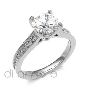 Pave Side 4Prong Diamond Engagement Ring