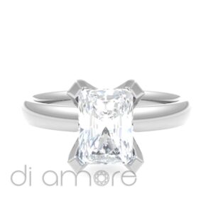 Classic 4Prong Emerald Diamond Engagement Ring