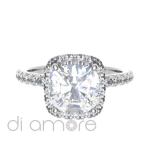 Castle Side Halo Crown Cushion Diamond Engagement Ring