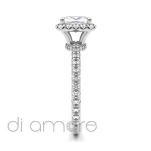 Castle Side Halo Crown Cushion Diamond Engagement Ring