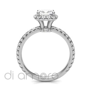 Castle Side Halo Crown Cushion Diamond Engagement Ring