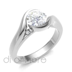 Classic Twisted 2Side stones Brilliant Diamond Engagement Ring