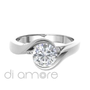 Classic Twisted 2Side stones Brilliant Diamond Engagement Ring