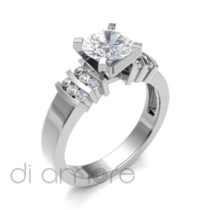 2 castle Horizontal Side 4Prong Diamond Engagement Ring