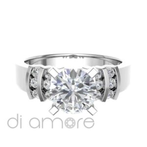 2 castle Horizontal Side 4Prong Diamond Engagement Ring