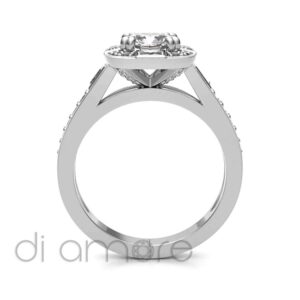 Brilliant And Baguette Side Halo Cushion Diamond Engagement Ring