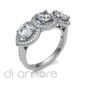 Trilogy Halo And Side brilliant diamond Engagement Ring