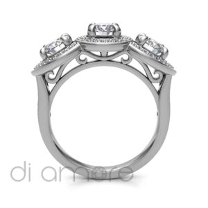 Trilogy Halo And Side brilliant diamond Engagement Ring