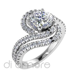 Castle Double Shank Twisted Brilliant Diamond Engagement Ring