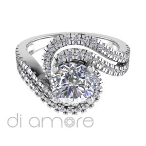 Castle Double Shank Twisted Brilliant Diamond Engagement Ring