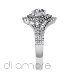 Castle Double Shank Twisted Brilliant Diamond Engagement Ring