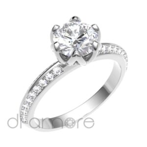 2Row Pave 6Prong Diamond Engagement Ring