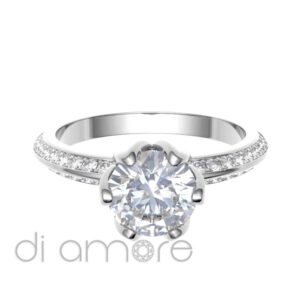 2Row Pave 6Prong Diamond Engagement Ring