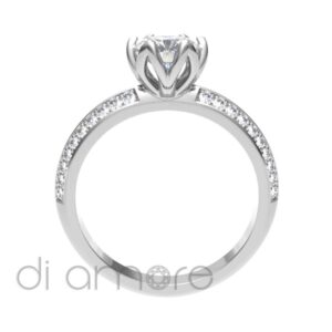 2Row Pave 6Prong Diamond Engagement Ring