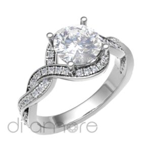 Braided Side And Halo Brilliant Diamond Engagement Ring
