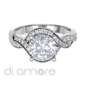 Braided Side And Halo Brilliant Diamond Engagement Ring