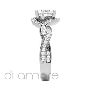Braided Side And Halo Brilliant Diamond Engagement Ring