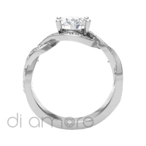 Braided Side And Halo Brilliant Diamond Engagement Ring