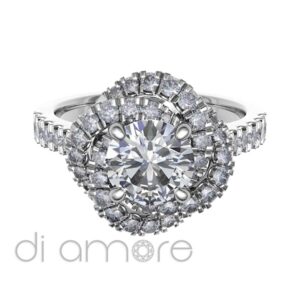 Castle Flower Double Halo Brilliant Diamond Engagement Ring