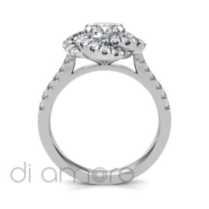 Castle Flower Double Halo Brilliant Diamond Engagement Ring
