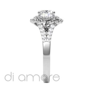 Split Shank Halo And Flower Brilliant Diamond Engagement Ring