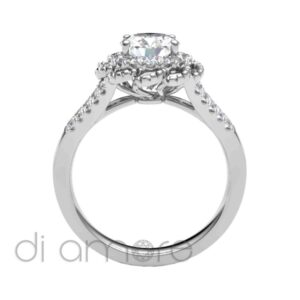 Split Shank Halo And Flower Brilliant Diamond Engagement Ring