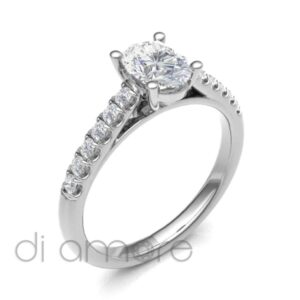 Castle Side Oval Diamond Engagement Ring