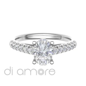 Castle Side Oval Diamond Engagement Ring