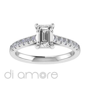 Castle Side Emerald Diamond Engagement Ring