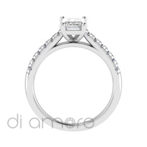 Castle Side Emerald Diamond Engagement Ring