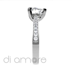 Pave Side Heart Diamond Engagement Ring
