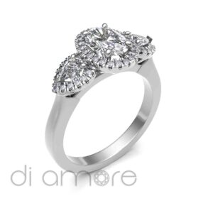 Halo Oval And Pearshape Diamond Engagement Ring