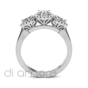 Halo Oval And Pearshape Diamond Engagement Ring