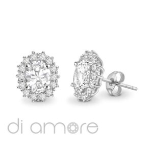 Oval Halo Diamond Studs